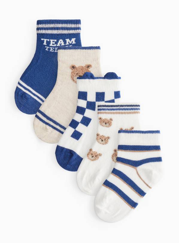 Team Teddy Socks 5 Pack 12-24 months
